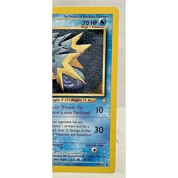 Seadra 48/111 Pokemon Card Unlimited Neo Genesis 2000 WOTC Vintage NM - Picture 2 of 6